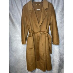 Cucito a Mano Max Mara Lilia Cashmere Belted Wrap Coat Midi Length Brown